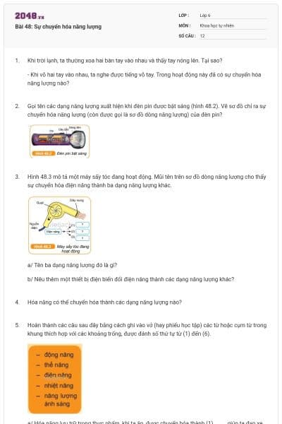 Bài 48: Sự chuyển hóa năng lượng