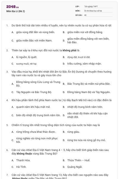 Môn Địa Lí (Đề 2)