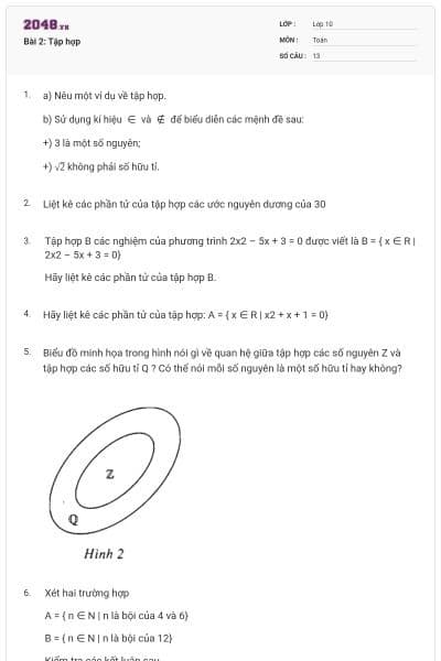 Bài 2: Tập hợp