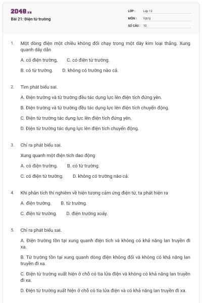 Bài 21: Điện từ trường