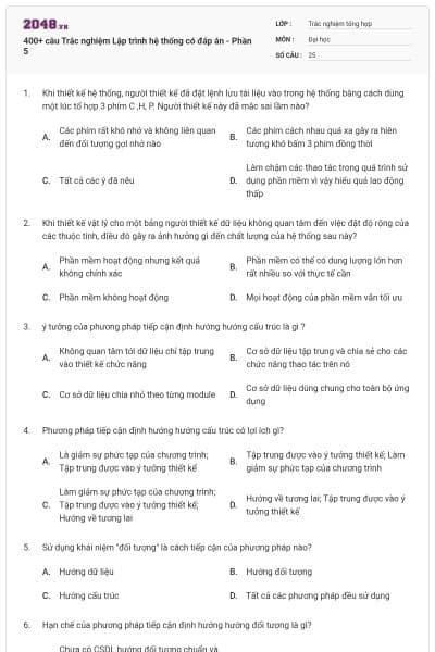 400+ câu Trắc nghiệm Lập trình hệ thống có đáp án - Phần 5