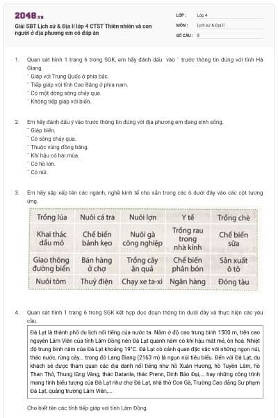 Giải SBT Lịch sử & Địa lí lớp 4 CTST Thiên nhiên và con người ở địa phương em có đáp án