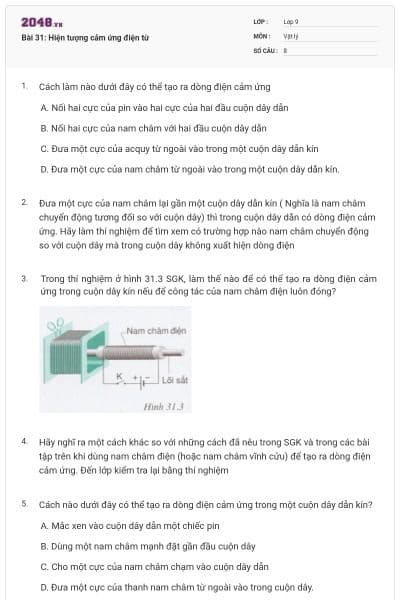 Bài 31: Hiện tượng cảm ứng điện từ
