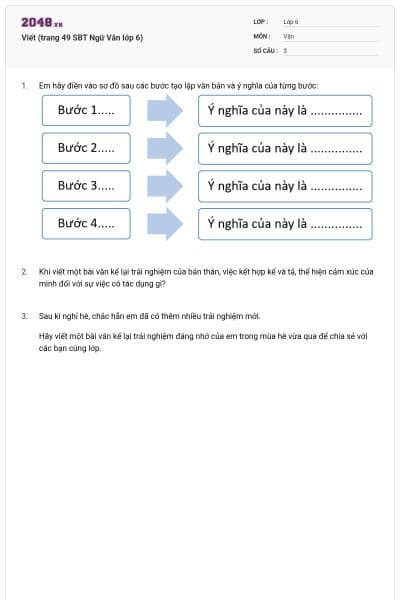 Viết (trang 49 SBT Ngữ Văn lớp 6)