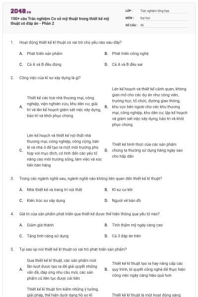 100+ câu Trắc nghiệm Cơ sở mỹ thuật trong thiết kế mỹ thuật có đáp án - Phần 2
