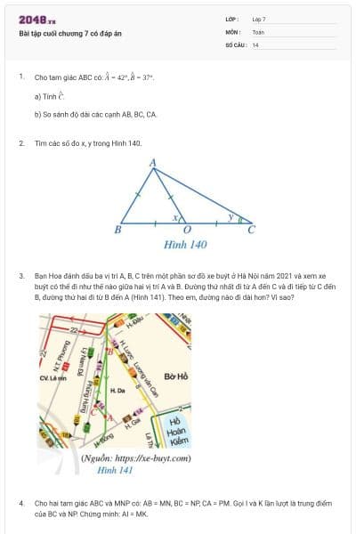 Bài tập cuối chương 7 có đáp án