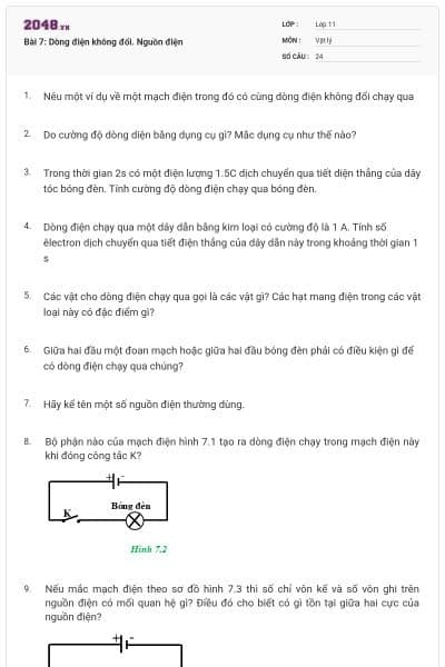 Bài 7: Dòng điện không đổi. Nguồn điện