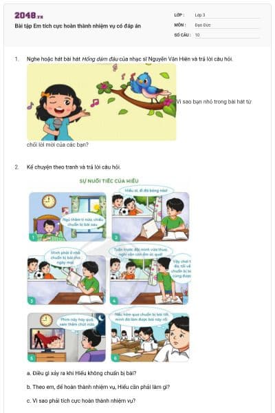 Bài tập Em tích cực hoàn thành nhiệm vụ có đáp án