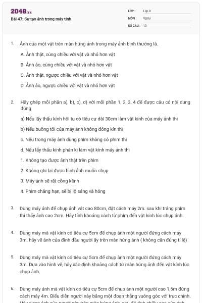 Bài 47: Sự tạo ảnh trong máy tính