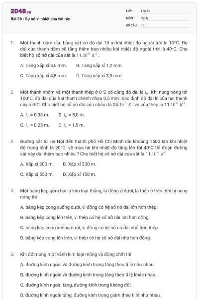 Bài 36 : Sự nở vì nhiệt của vật rắn