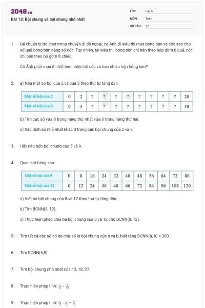 Bài 13: Bội chung và bội chung nhỏ nhất