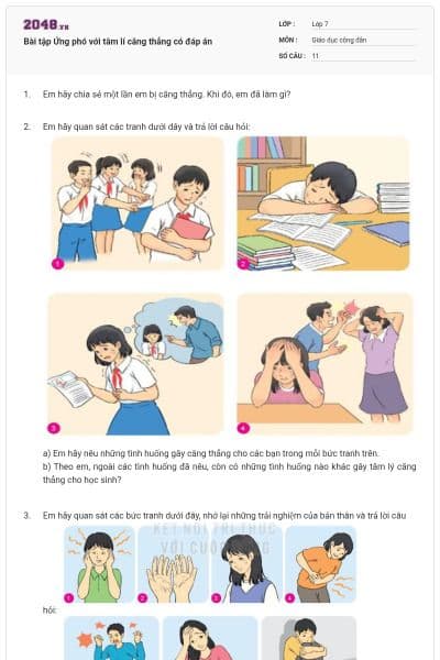 Bài tập Ứng phó với tâm lí căng thẳng có đáp án
