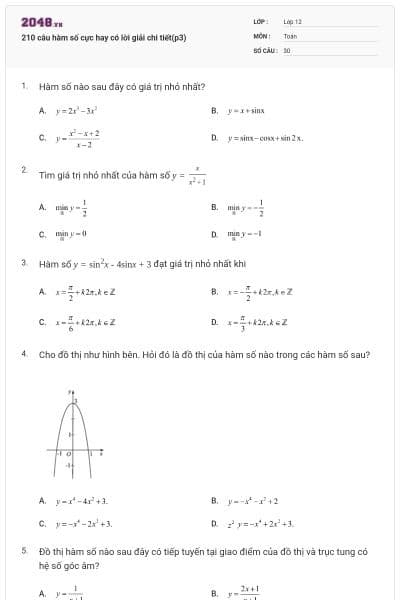 210 câu hàm số cực hay có lời giải chi tiết(p3)