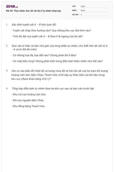 Bài 40: Thực hành: Đọc lát cắt địa lí tự nhiên tổng hợp