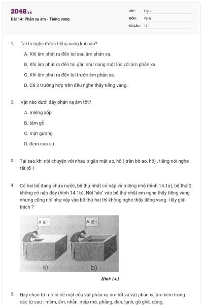 Bài 14: Phản xạ âm - Tiếng vang