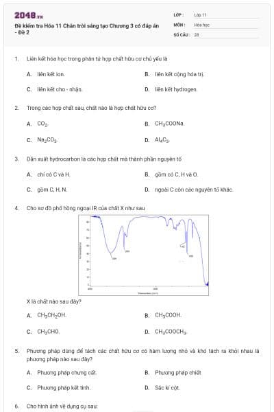 Đề kiểm tra Hóa 11 Chân trời sáng tạo Chương 3 có đáp án - Đề 2