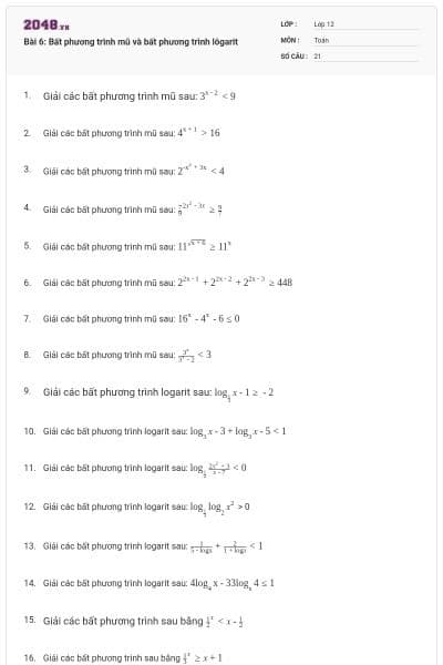 Bài 6: Bất phương trình mũ và bất phương trình lôgarit