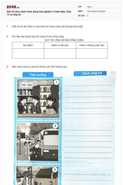 Giải Vở thực hành Hoạt động trải nghiệm 4 Cánh diều Tuần 13 có đáp án