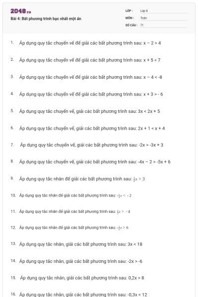 Bài 4: Bất phương trình bạc nhất một ẩn