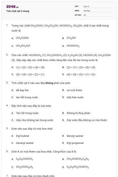 Tính chất vật lí chung