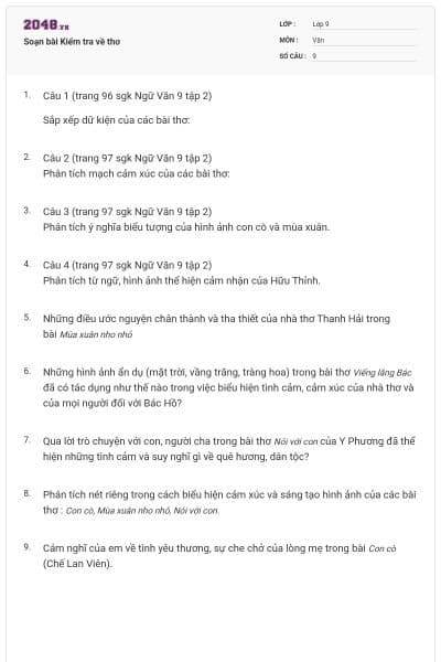 Soạn bài Kiểm tra về thơ