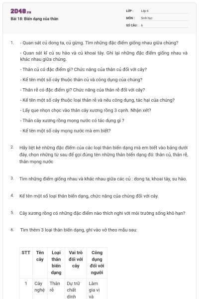 Bài 18: Biến dạng của thân