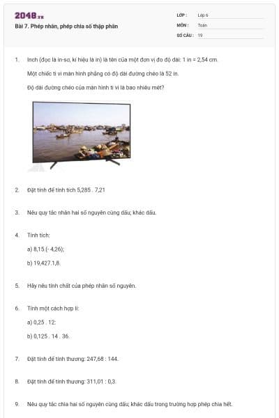 Bài 7. Phép nhân, phép chia số thập phân