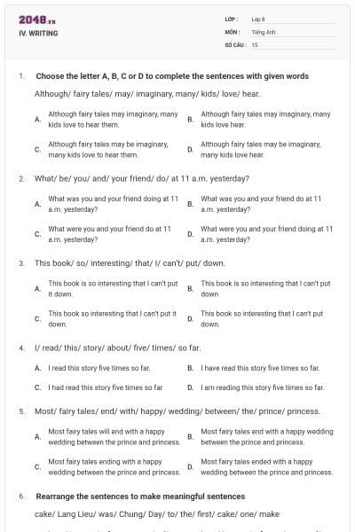 IV. WRITING