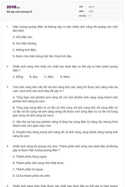 Bài tập cuối chương VI