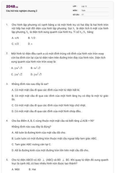 Câu hỏi trắc nghiệm chương 2