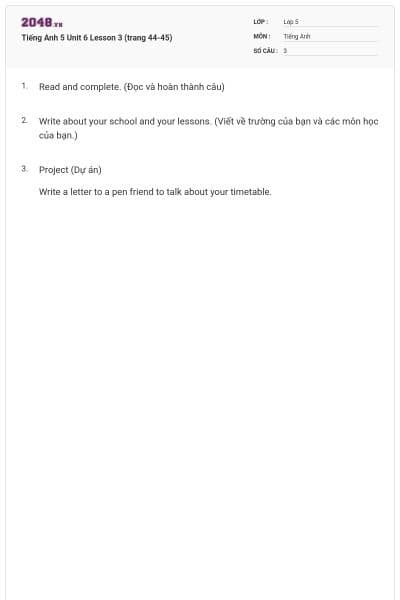 Tiếng Anh 5 Unit 6 Lesson 3 (trang 44-45)