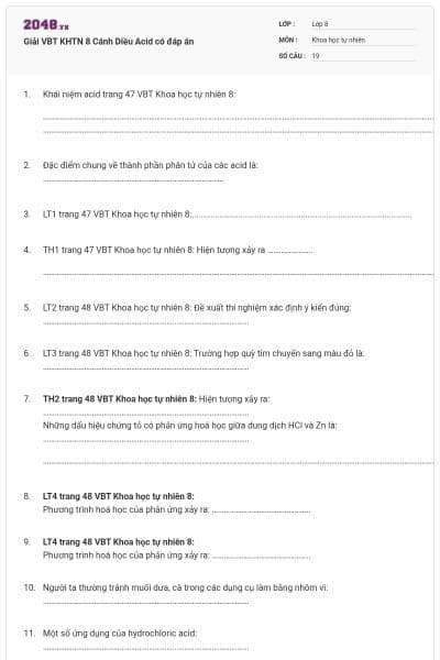 Giải VBT KHTN 8 Cánh Diều Acid có đáp án