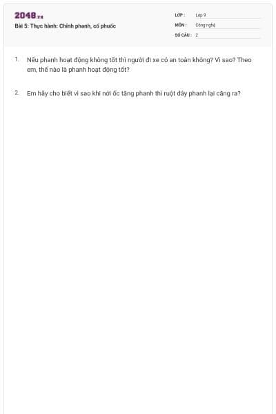 Bài 5: Thực hành: Chỉnh phanh, cổ phuốc