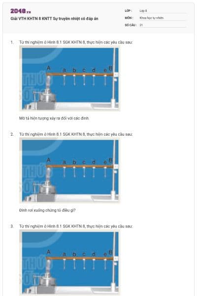 Giải VTH KHTN 8 KNTT Sự truyền nhiệt có đáp án