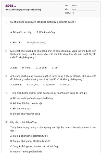 Bài 32: Hiện tượng quang - phát quang
