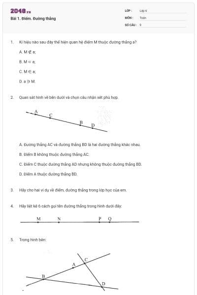 Bài 1. Điểm. Đường thẳng
