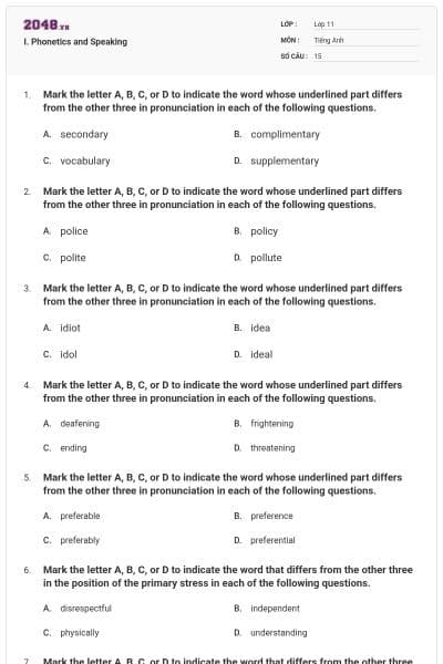 I. Phonetics and Speaking