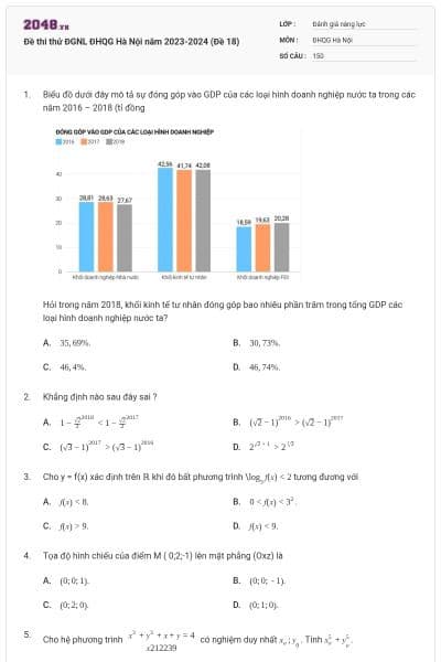 Đề thi thử ĐGNL ĐHQG Hà Nội năm 2023-2024 (Đề 18)