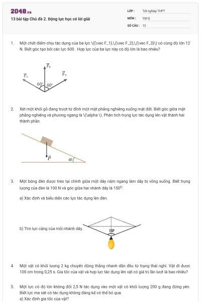 13 bài tập Chủ đề 2. Động lực học có lời giải