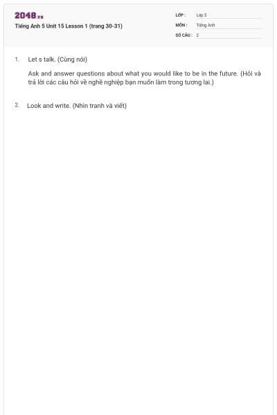Tiếng Anh 5 Unit 15 Lesson 1 (trang 30-31)