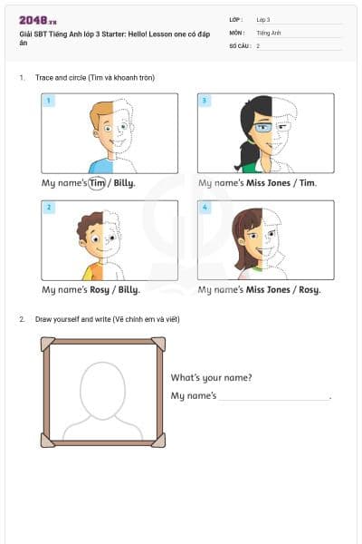Giải SBT Tiếng Anh lớp 3 Starter: Hello! Lesson one có đáp án