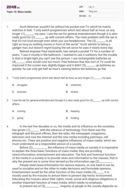 Topic 16: Mass media