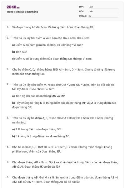 Trung điểm của đoạn thẳng