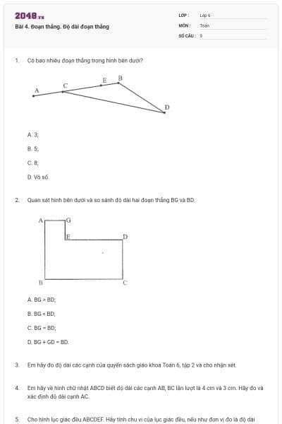 Bài 4. Đoạn thẳng. Độ dài đoạn thẳng