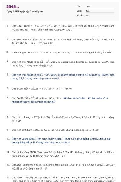 Dạng 4: Bài luyện tập 2 có đáp án