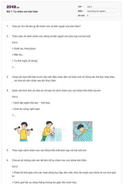 Bài 1: Tự chăm sóc bản thân