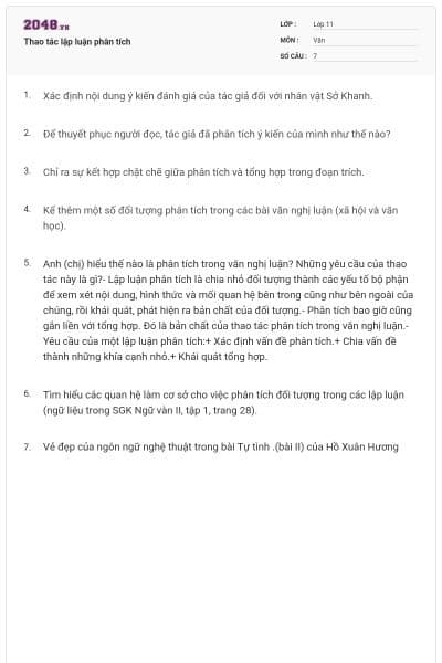 Thao tác lập luận phân tích