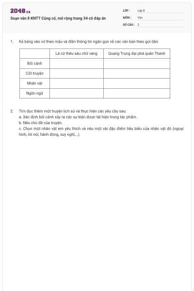 Soạn văn 8 KNTT Củng cố, mở rộng trang 34 có đáp án