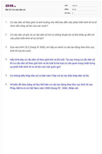 Bài 23: Cơ cấu dân số
