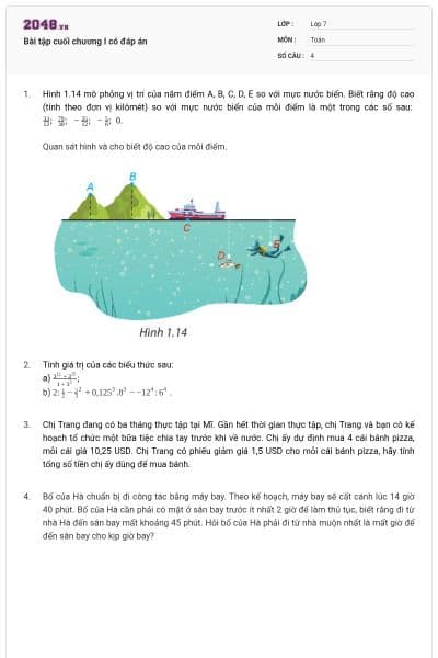 Bài tập cuối chương I có đáp án